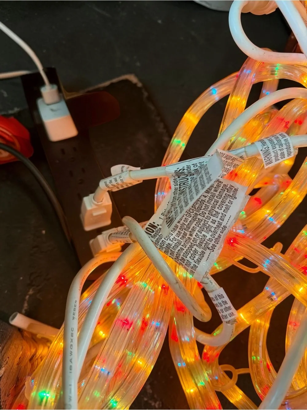 Vintage Rope Light Christmas Decorations Multicolor & Red Lighted Holiday Tubes
